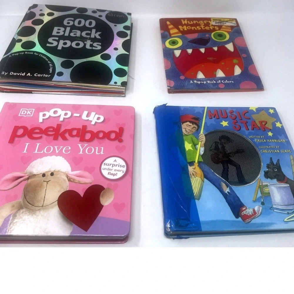 Lot of 4 Kids Pop-Up Books 600 Black Spots Hungry Monsters DK Music Star